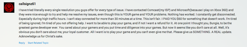 Illustration for article titled Some ​Destiny Owners Say Bungie Can't Address Customer Service Problems